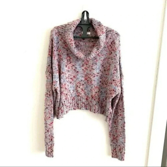 Women's Sweater S Cowl Neck Speckled Knit Pullover Slouchy Long Sleeve Jumper - Picture 2 of 6